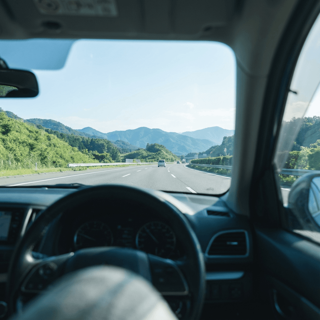 Autounfall bei Regen auf einer Landstraße, Blaulicht im Hintergrund